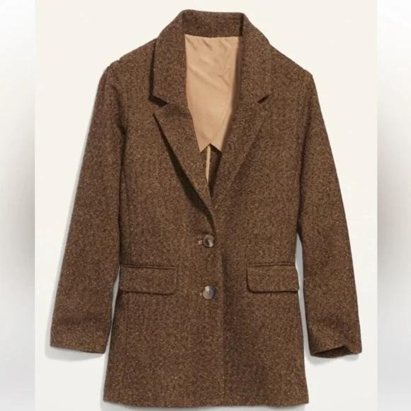 Old Navy  Soft-Brushed Herringbone Oversized Blazer NEW - Picture 2 of 9